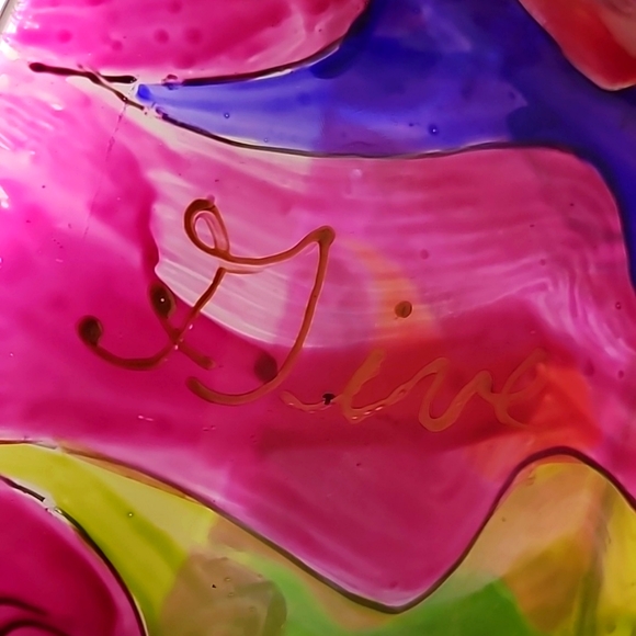 Arcoroc France 1998 hand-painted, signed pink magenta bowl - Picture 12 of 16